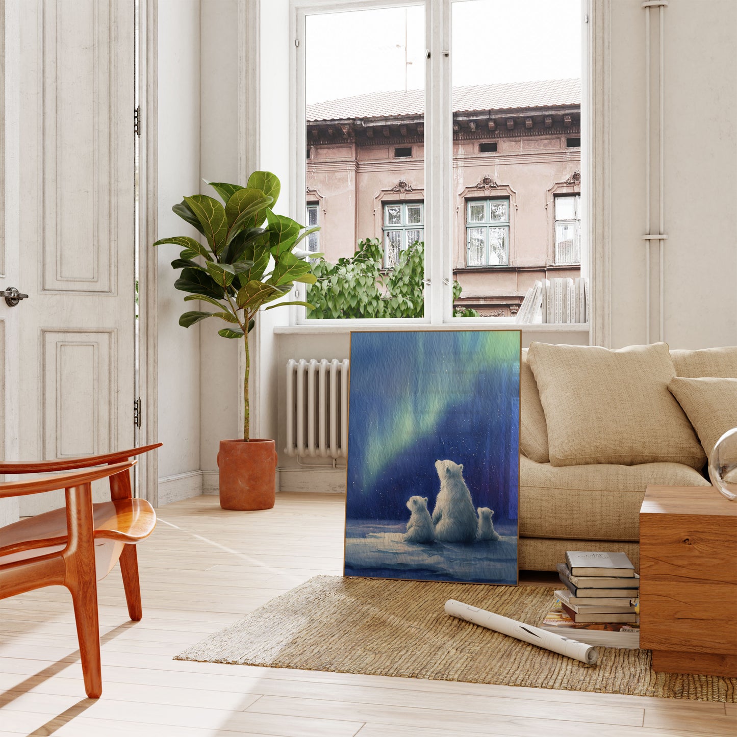 Northern Lights Polar Bears Poster