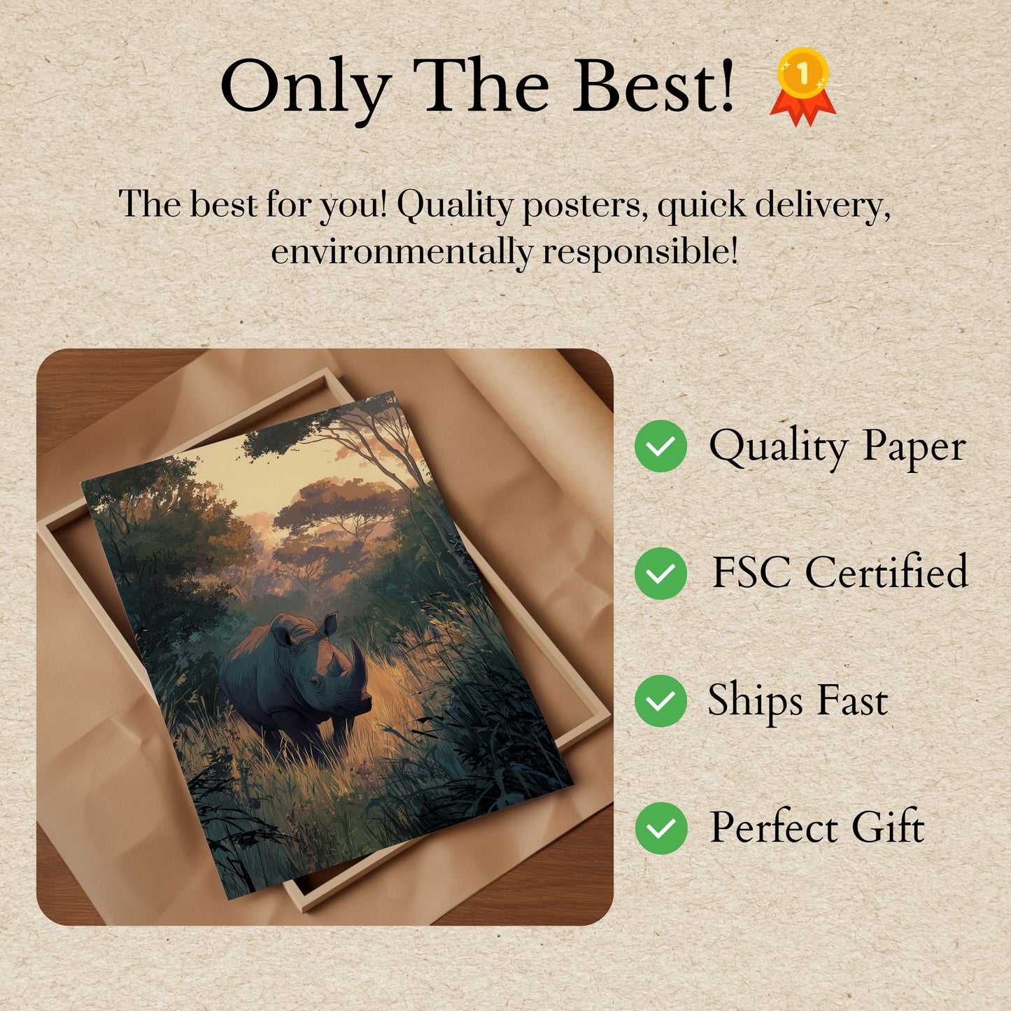 Póster de Serene Rhino Wilderness