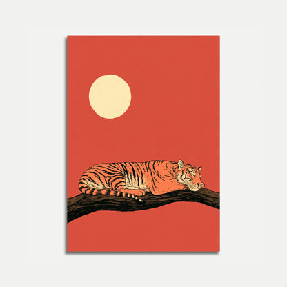 Tigre au repos sous la lune - Affiche