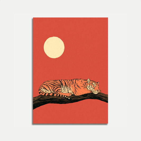 Resting Tiger Under Moonlight Poster