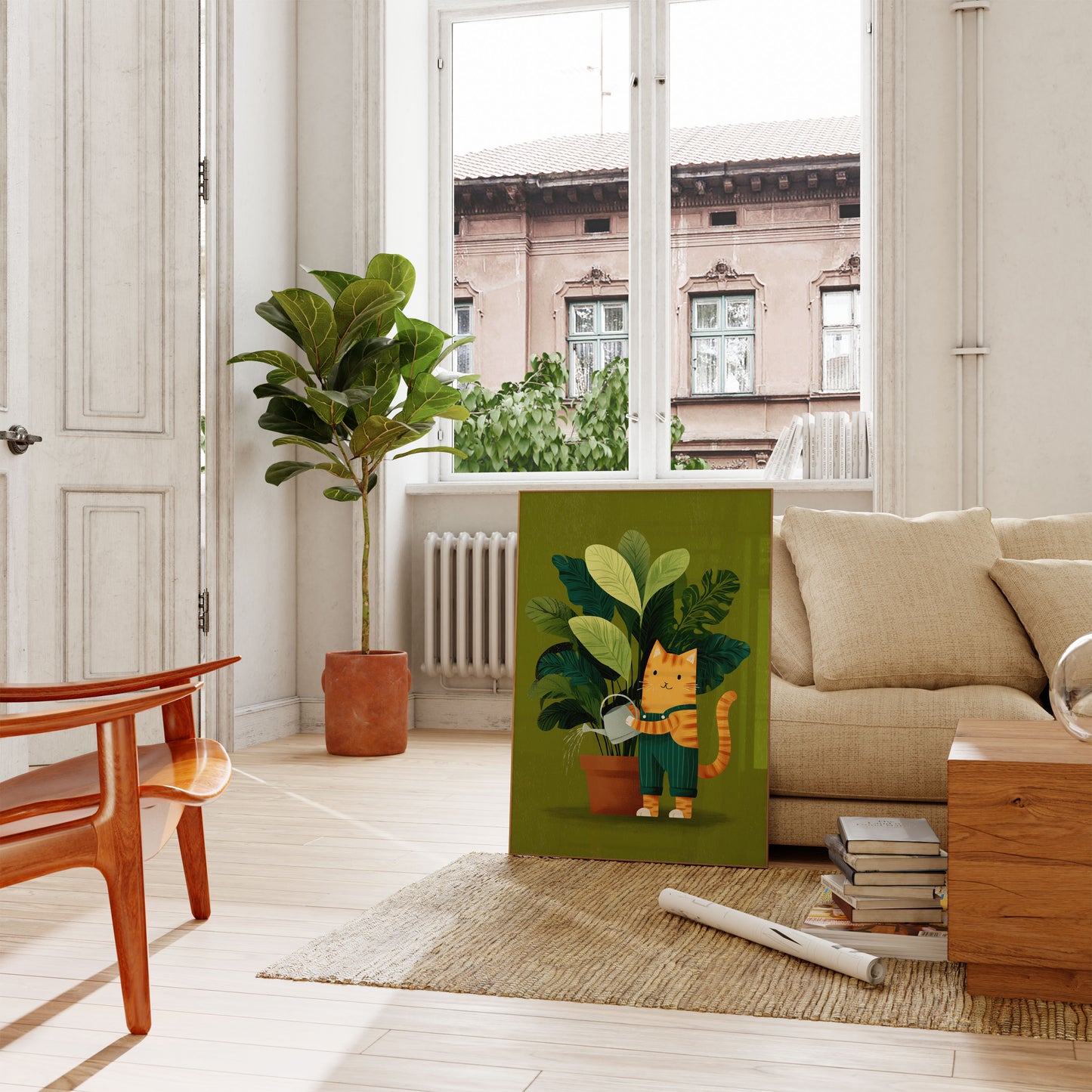 Orange Cat Watering Plants Poster

Affisch med orange katt som vattnar växter