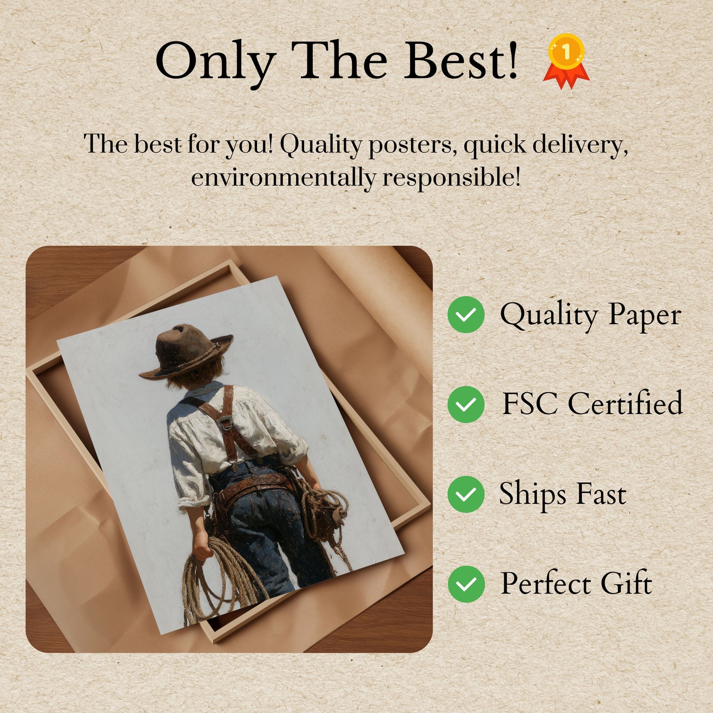 Little Cowboy Back View Poster