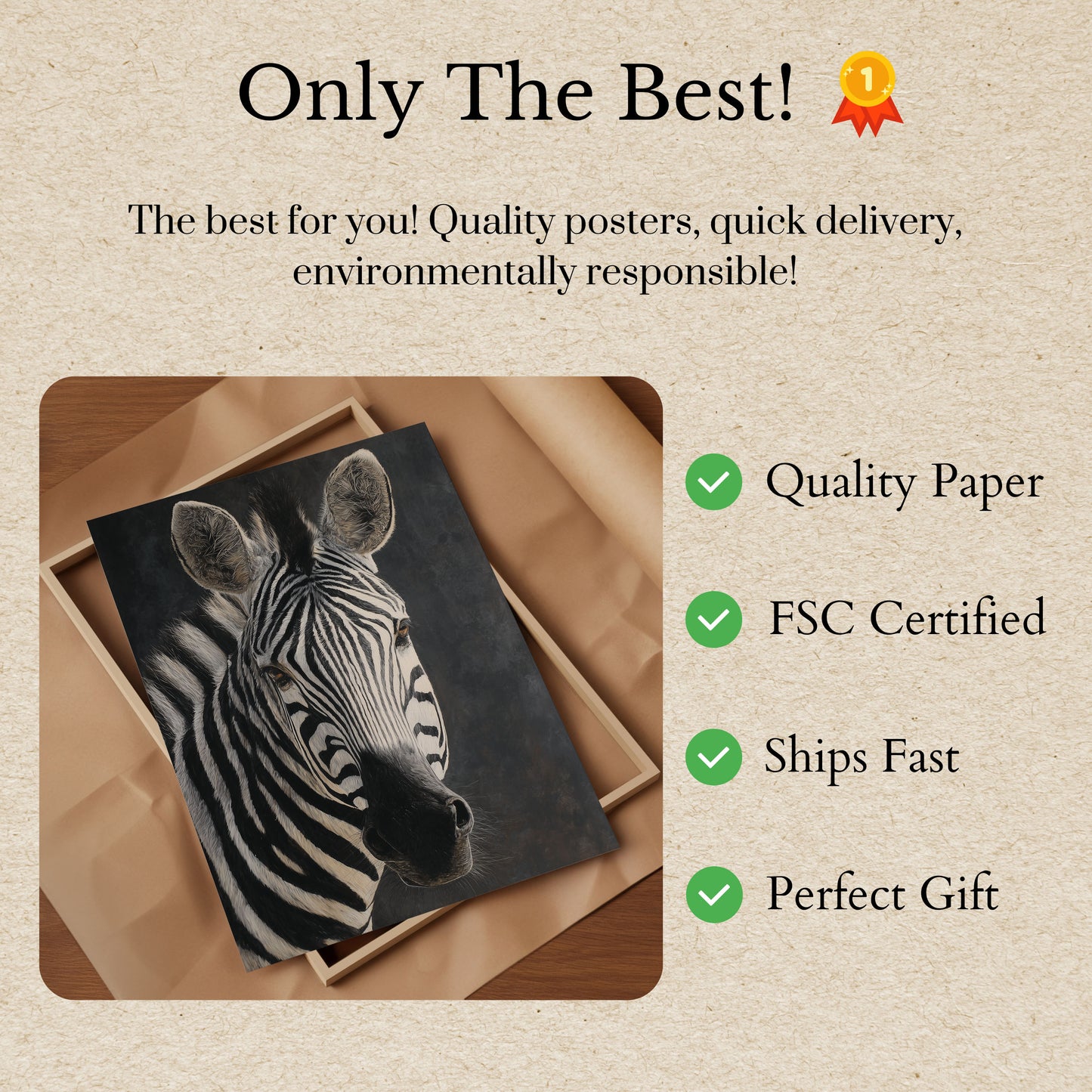 Zebra Black and White Portrait Poster