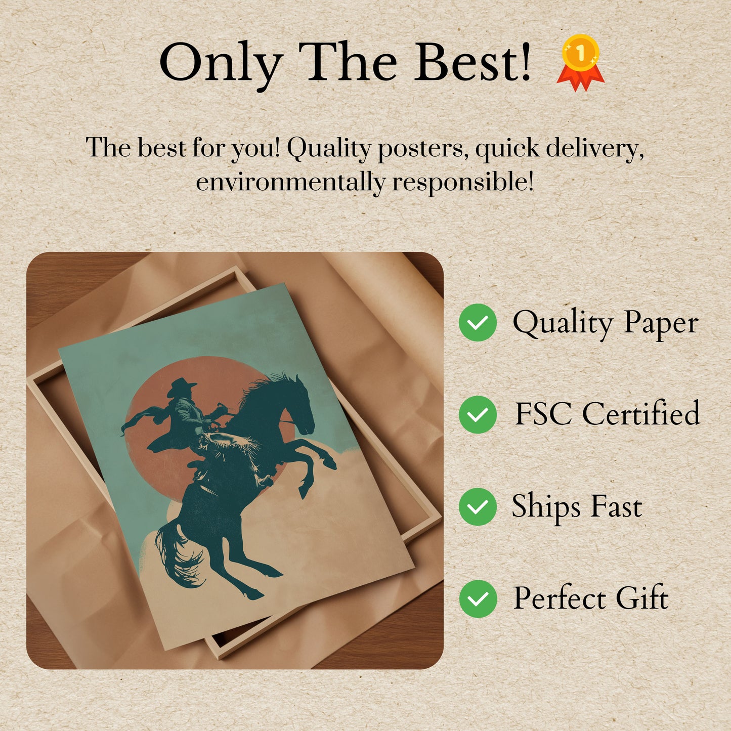 Sunset Cowboy Western Poster