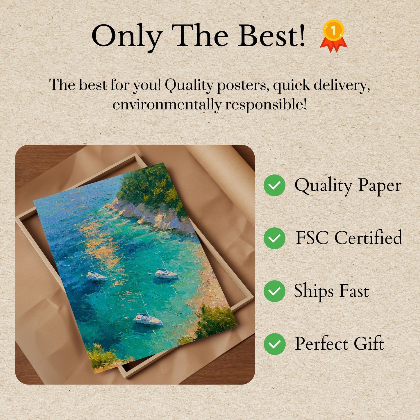 Sailboats in Turquoise Cove Poster