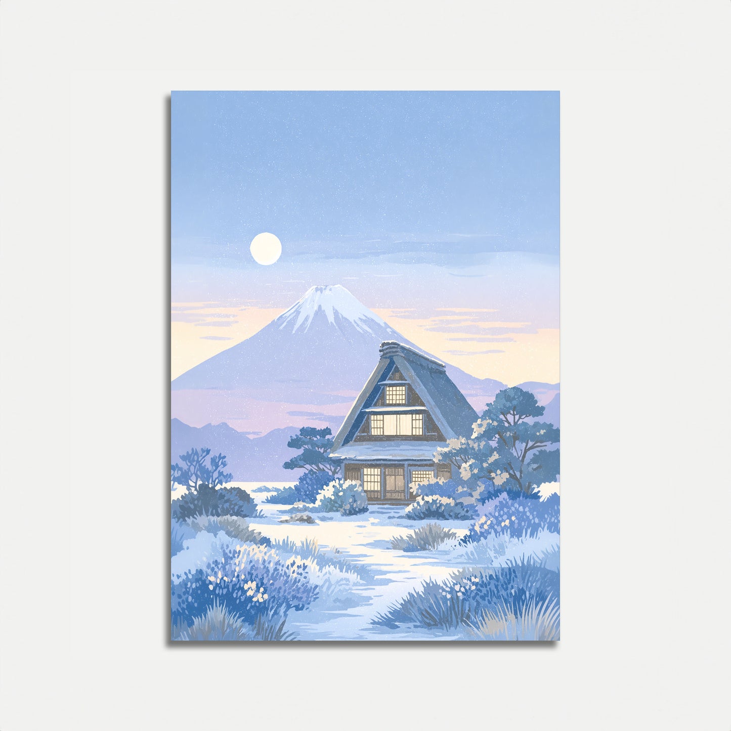 Japansk Bjerghytte Måneskin Plakat