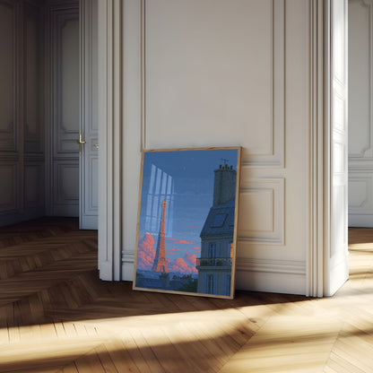Paris Eiffel Tower Sunset Poster