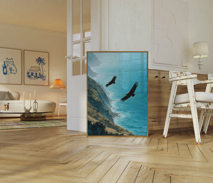 Eagles Soaring Over Coastal Cliffs Poster