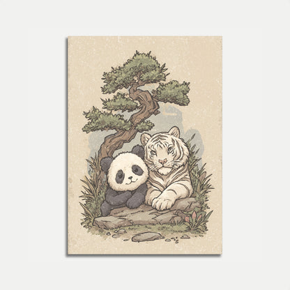 Panda and Tiger Friends Poster