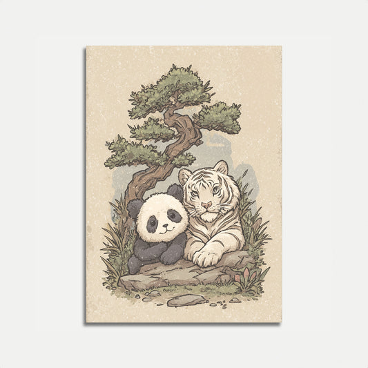 Panda and Tiger Friends Poster