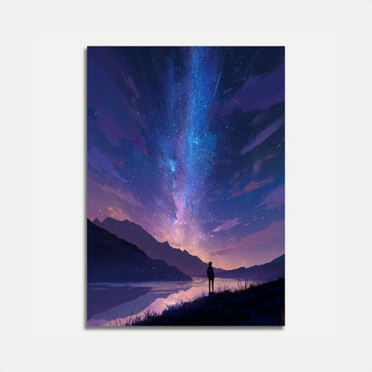 Starry Night Mountain Landscape Poster