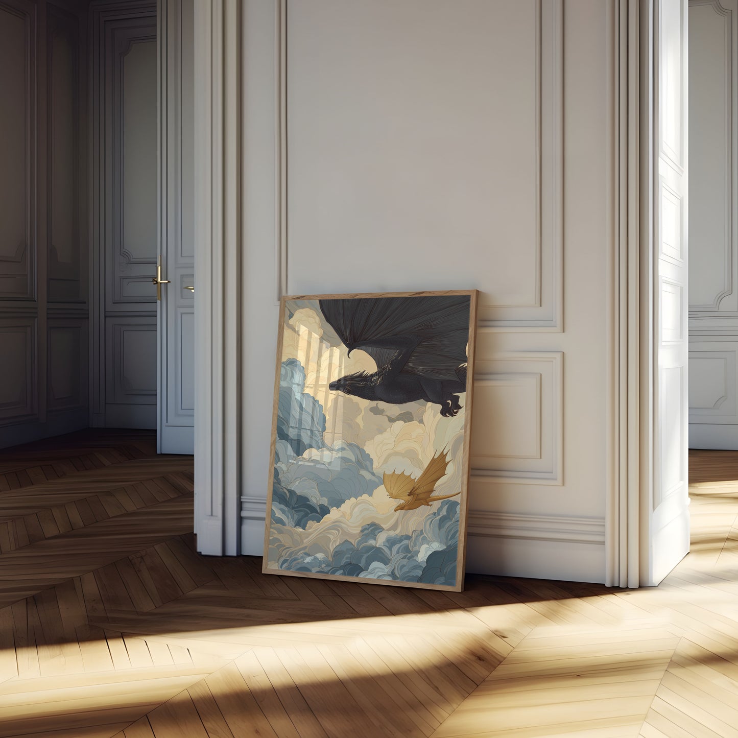 Dragons in Cloudy Skies Poster