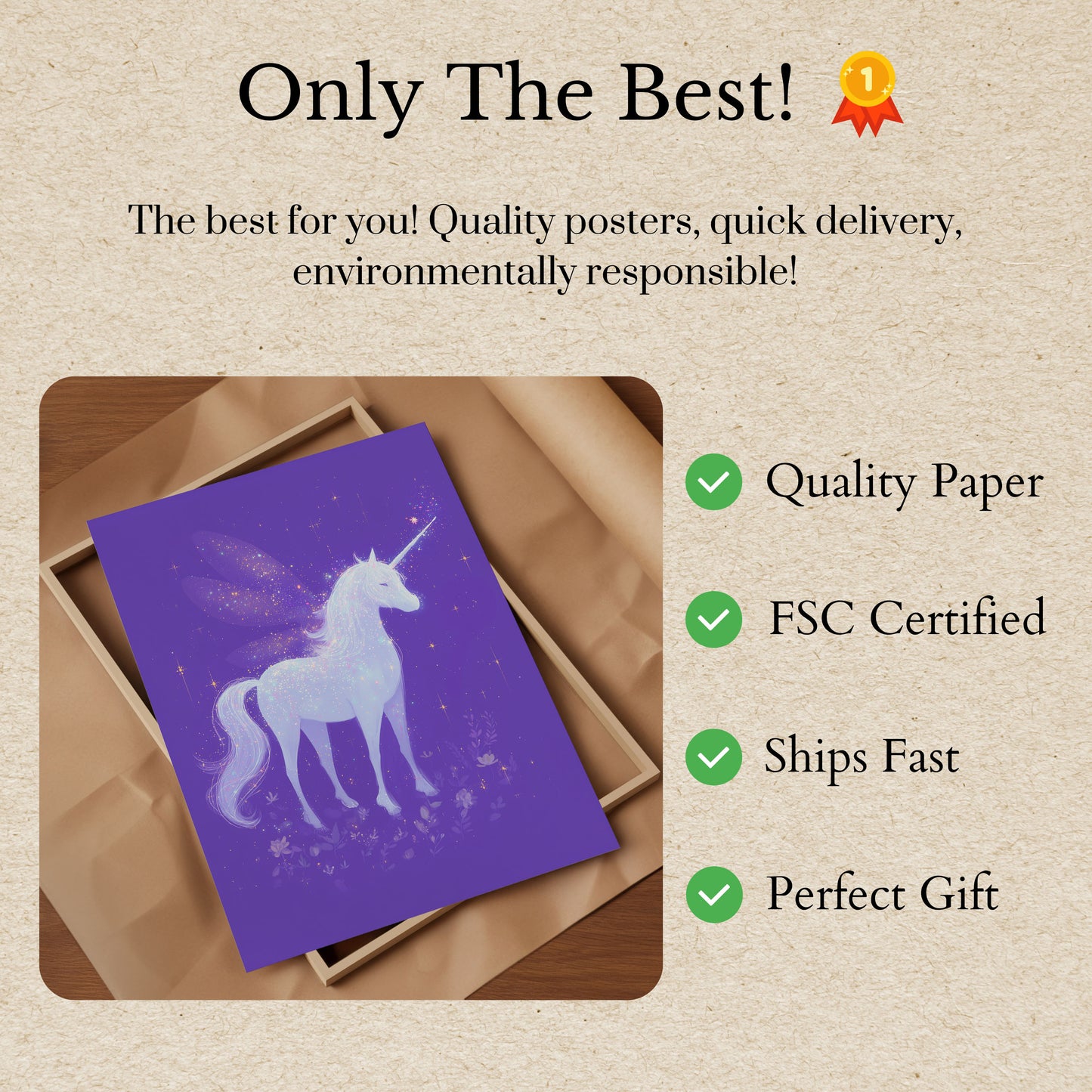 Poster Fantasia Unicorno Stellare