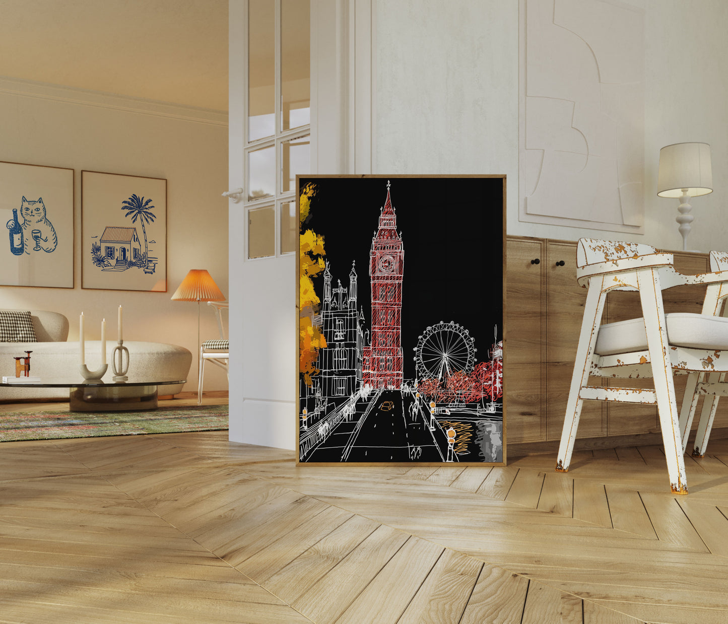 Londons landemerker nattescene plakat