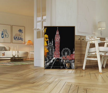 Londons landemerker nattescene plakat