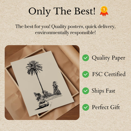 Palm Lined Porsche Voyage Poster