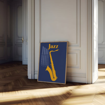 Golden Saxophone Jazz Poster