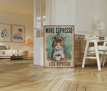Coffee Lover's Cozy Cat Poster