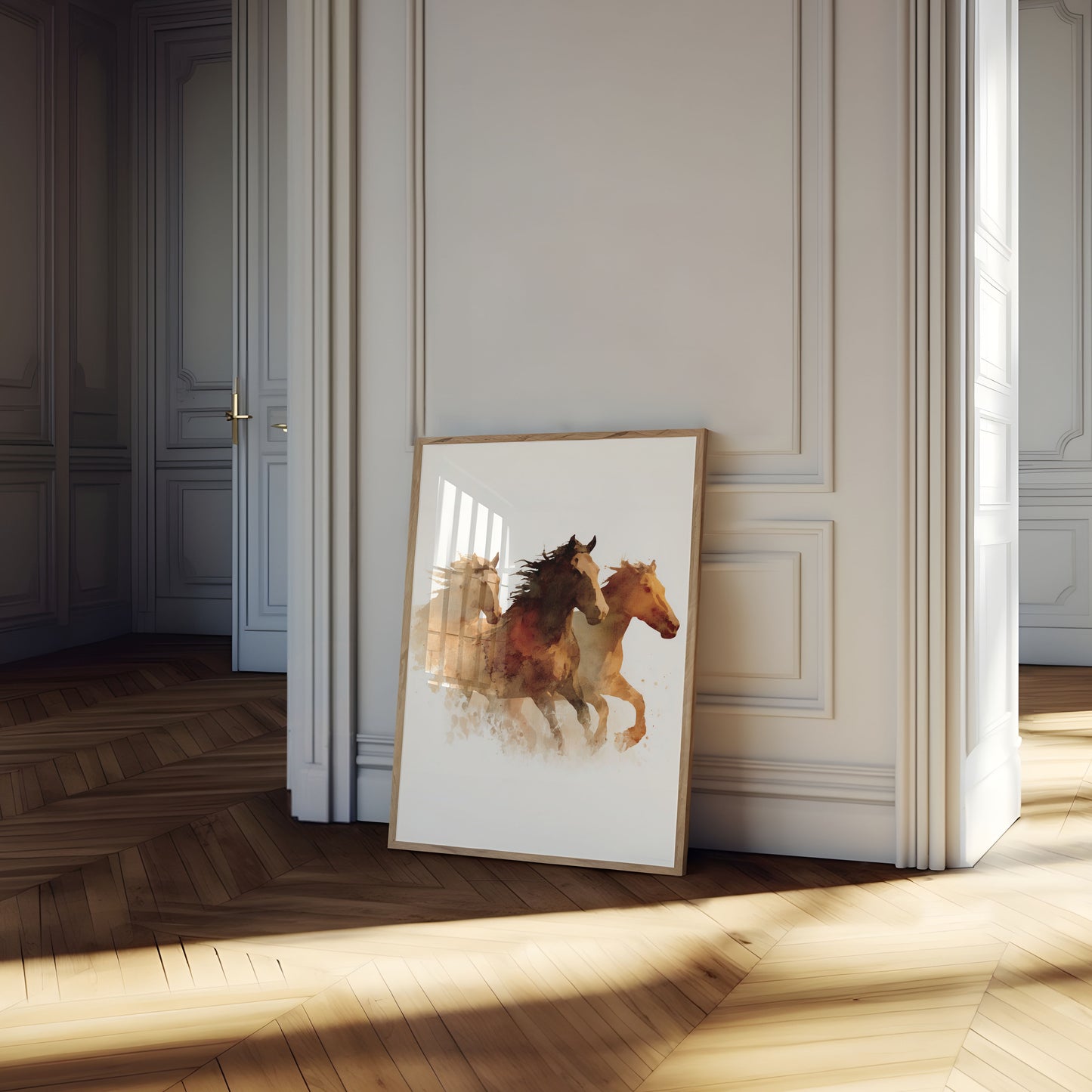 Wild Horses Watercolor Stampede Poster