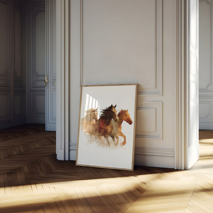 Wild Horses Watercolor Stampede Poster