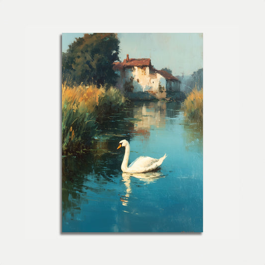 Póster del tranquilo lago de los cisnes