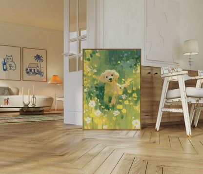 Golden Retriever in Wildflower Meadow Poster