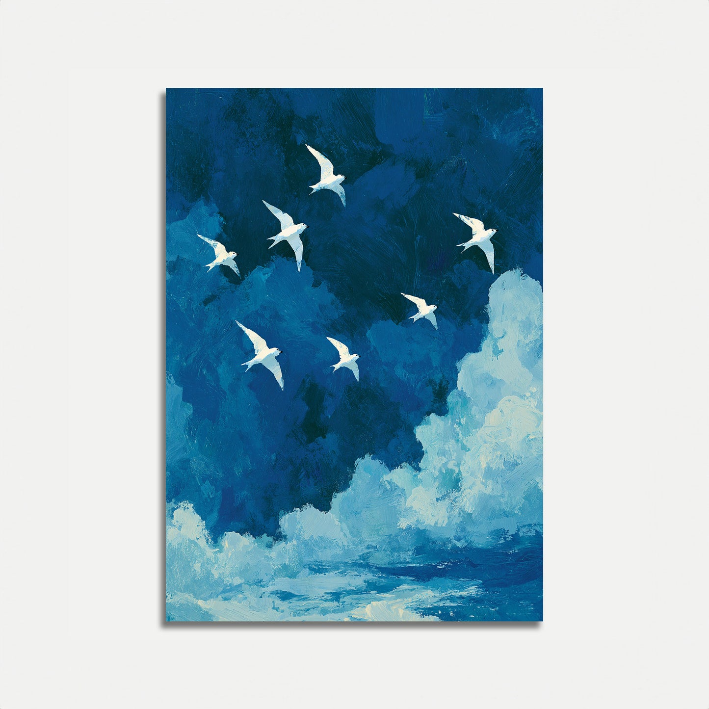 Birds Flying Over Ocean Poster
