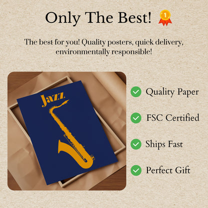 Golden Saxophone Jazz Poster