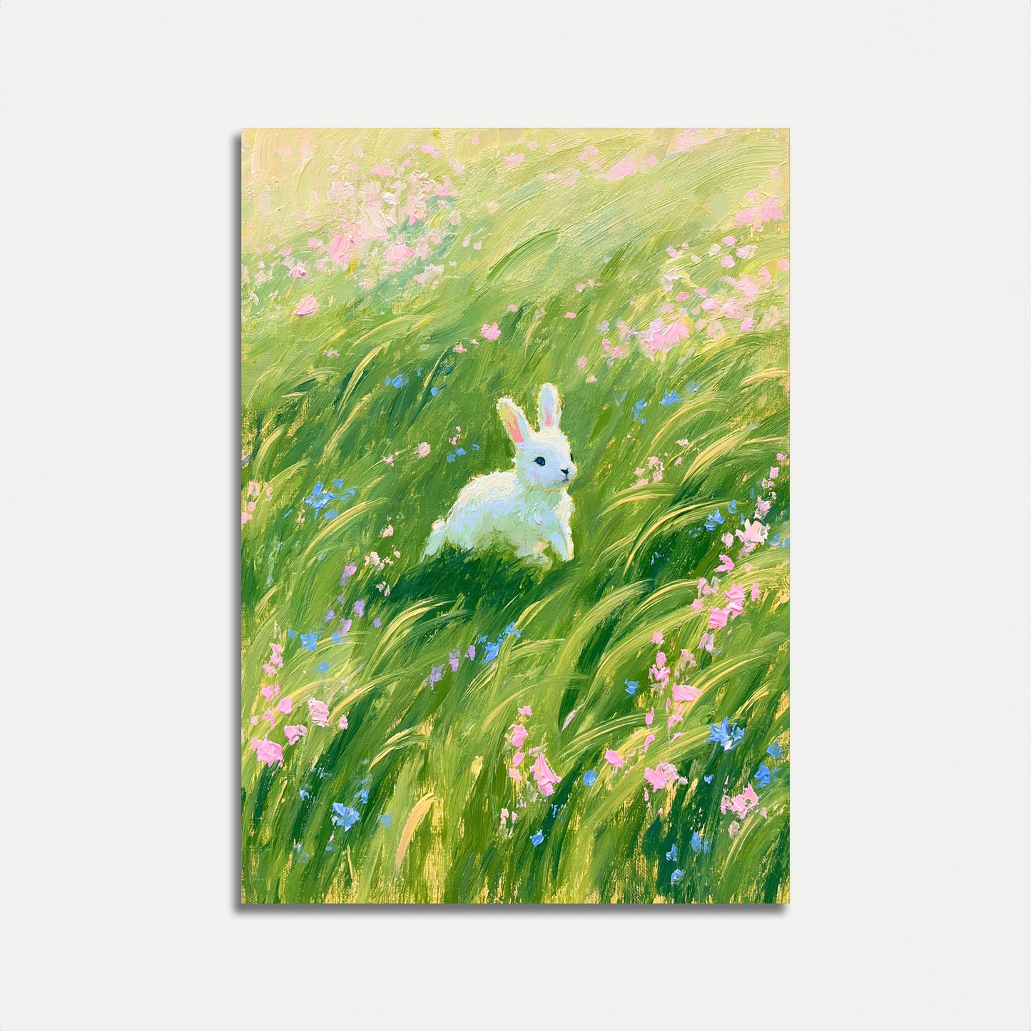 White Rabbit in Wildflower Meadow Poster