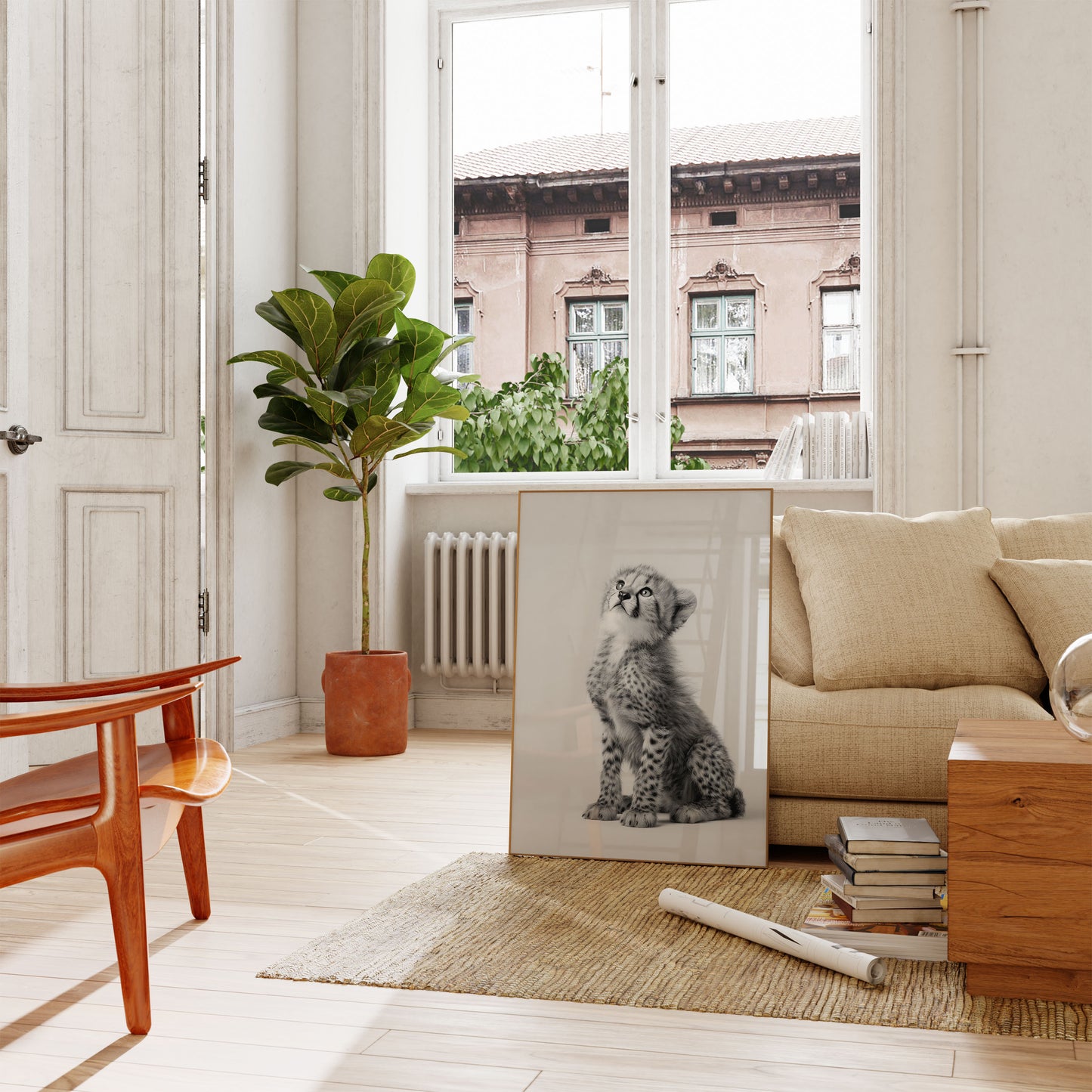 Póster de un majestuoso cachorro de guepardo