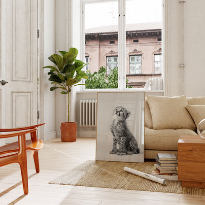 Póster de un majestuoso cachorro de guepardo