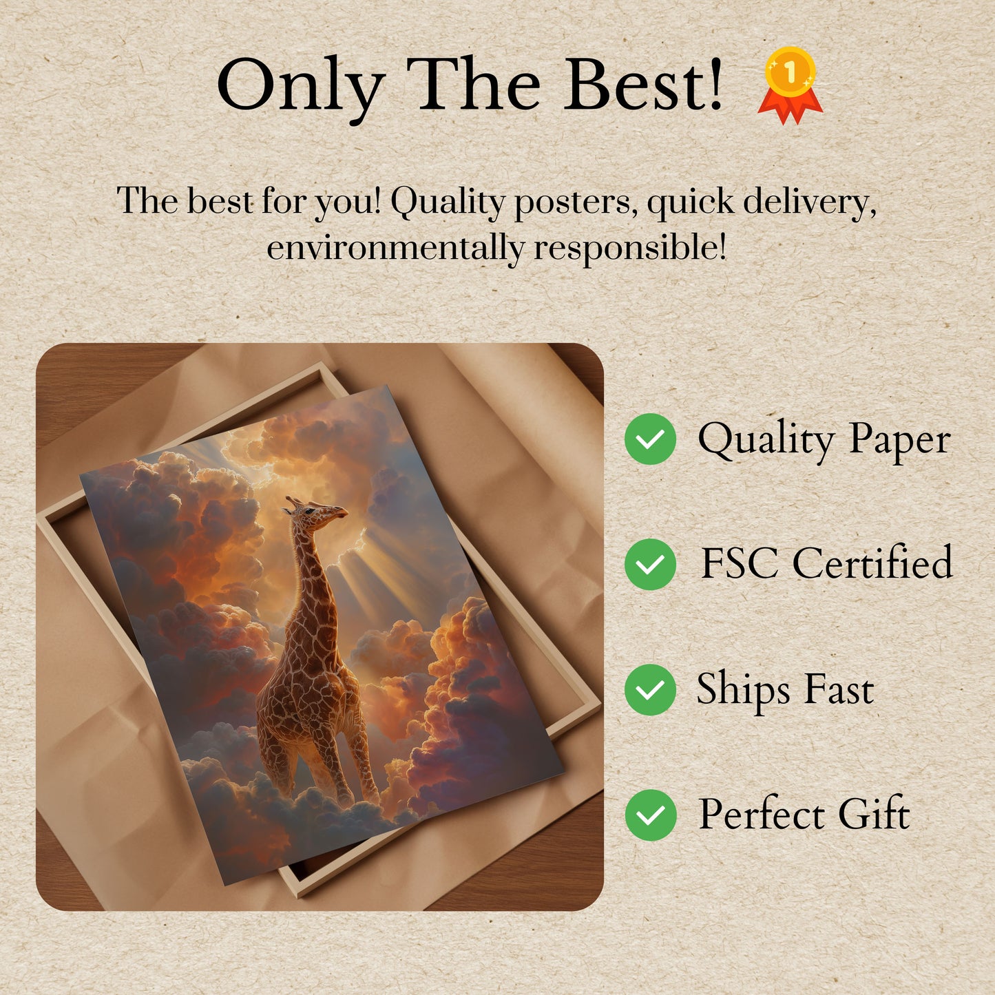 Heavenly Giraffe Sky Poster