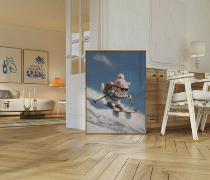 Cool Cat Skiing Adventure Poster