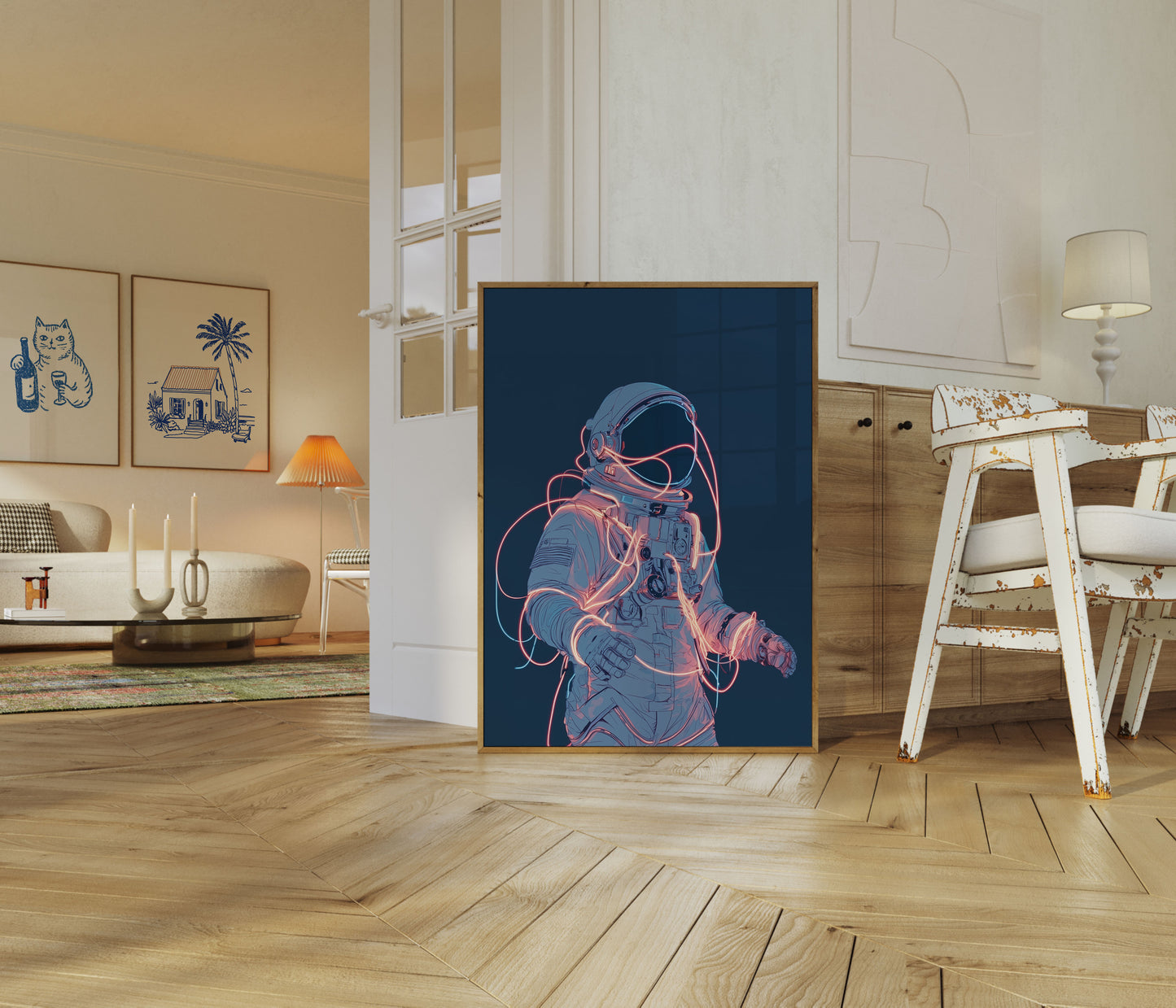 Cosmic Connection Techno Astronaut Poster