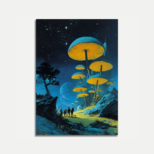 Affiche Nuit de la Forêt de Champignons Extraterrestres