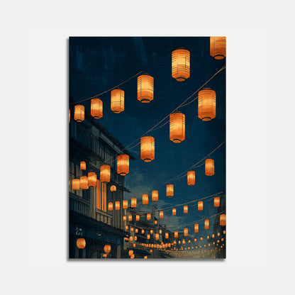 Asian Lanterns Night Street Poster