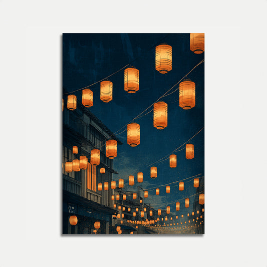 Asian Lanterns Night Street Poster