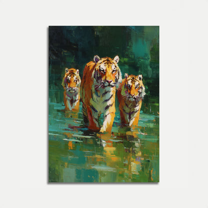 Tiger Family in Water Poster