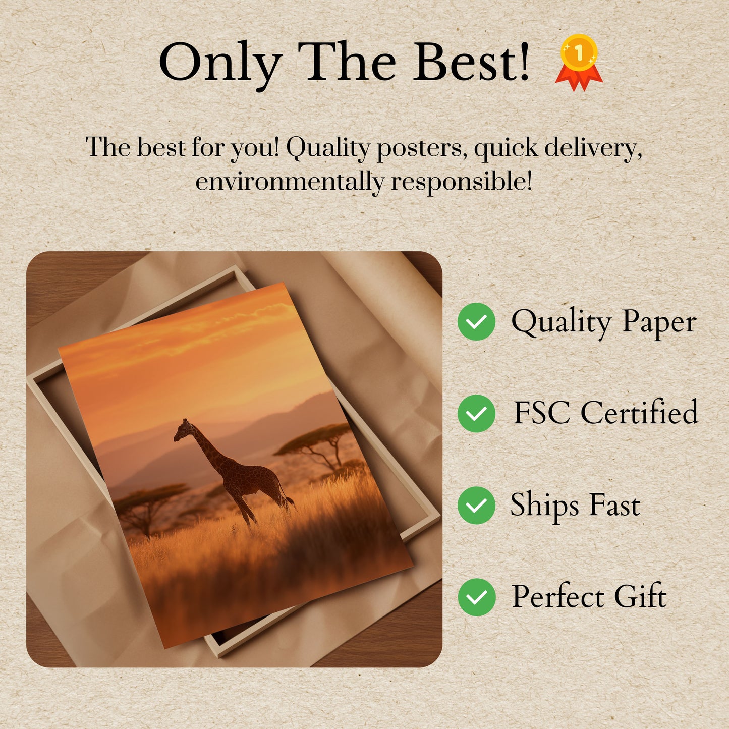 Golden Savanna Giraffe Poster