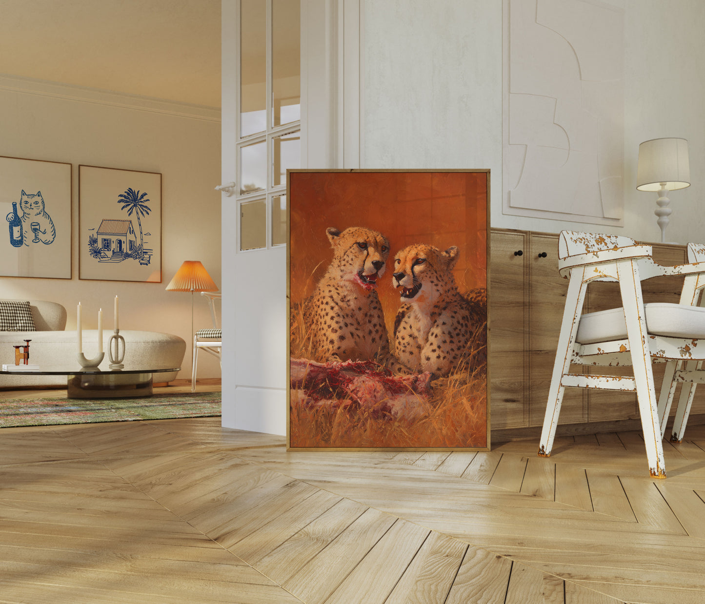 Cheetahs die een dode delen Poster