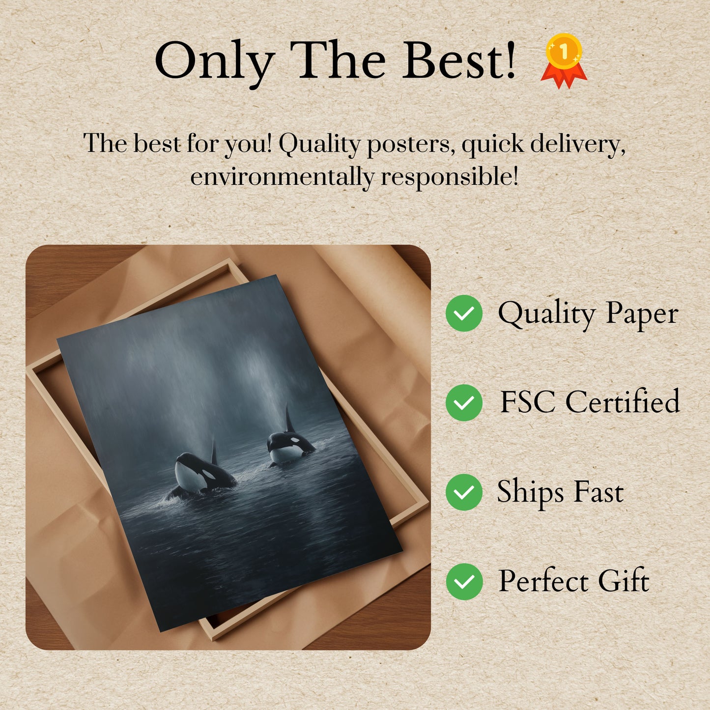 Orka's samen uit het water springend poster