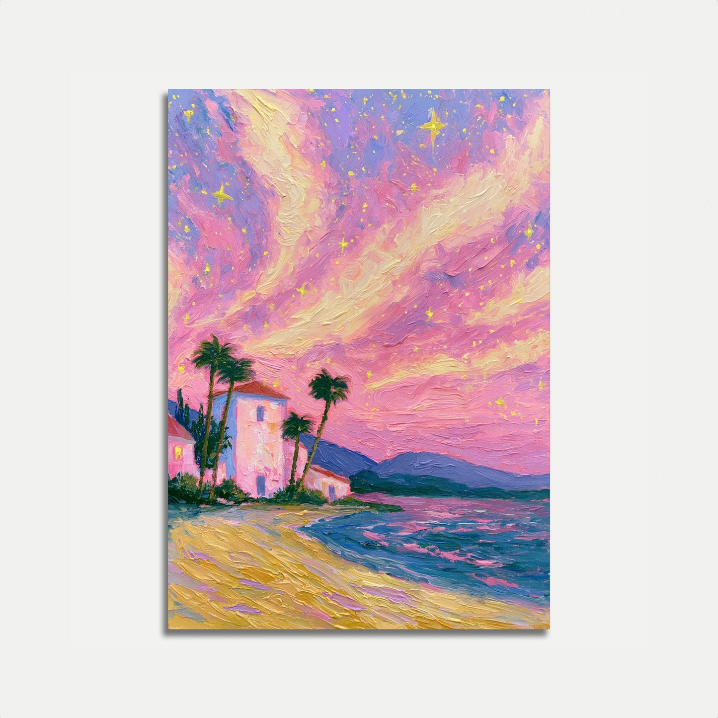 Starry Tropical Beach Sunset Poster