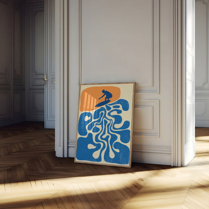 Póster de Surfista Montando una Ola del Océano