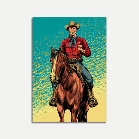 Cowboy Riding Through Sunset Poster