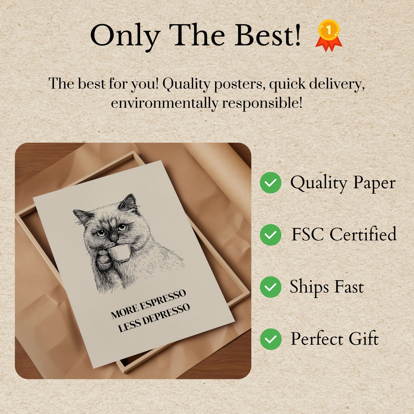 Espresso Cat Mood Poster