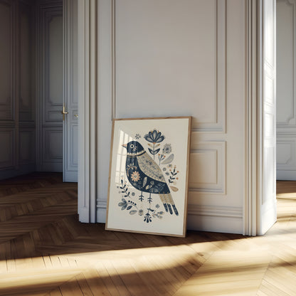 Folk Art Bird Garden Poster