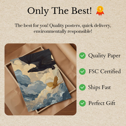 Dragons in Cloudy Skies Poster