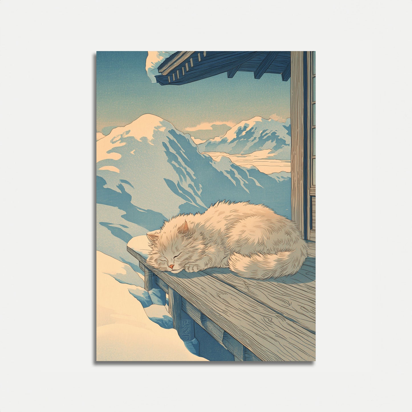 Schlafende Katze Bergblick Poster