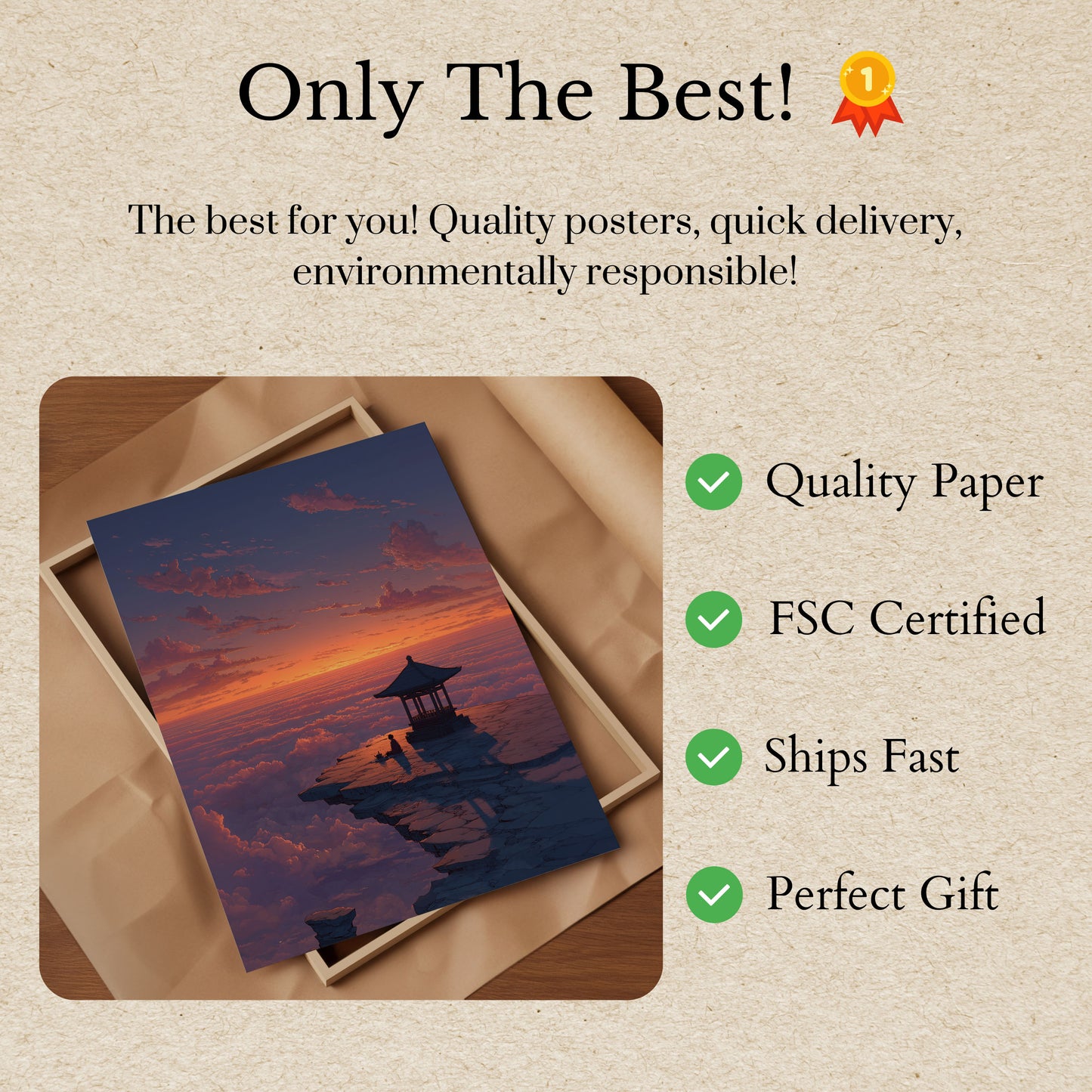 Póster de la Montaña de Meditación Celestial