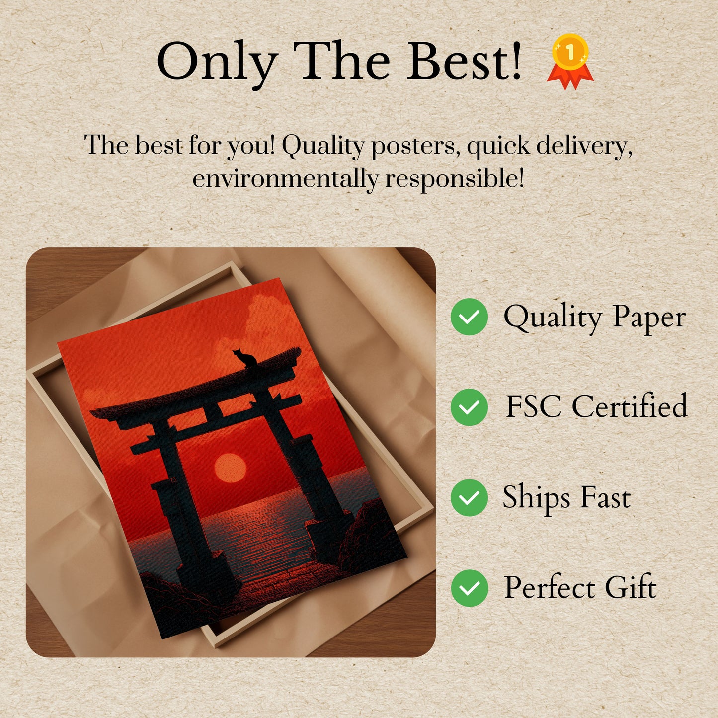 Japanese Torii Gate Sunset Poster